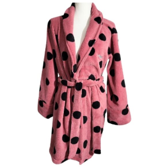 PINK Victoria's Secret Other - PINK Black Polka Dot Robe With Belt - Women's XS